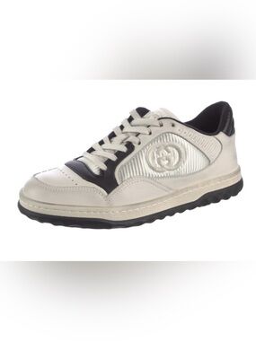 Gucci Men’s Cream & Black Leather Low-Top Sneaker